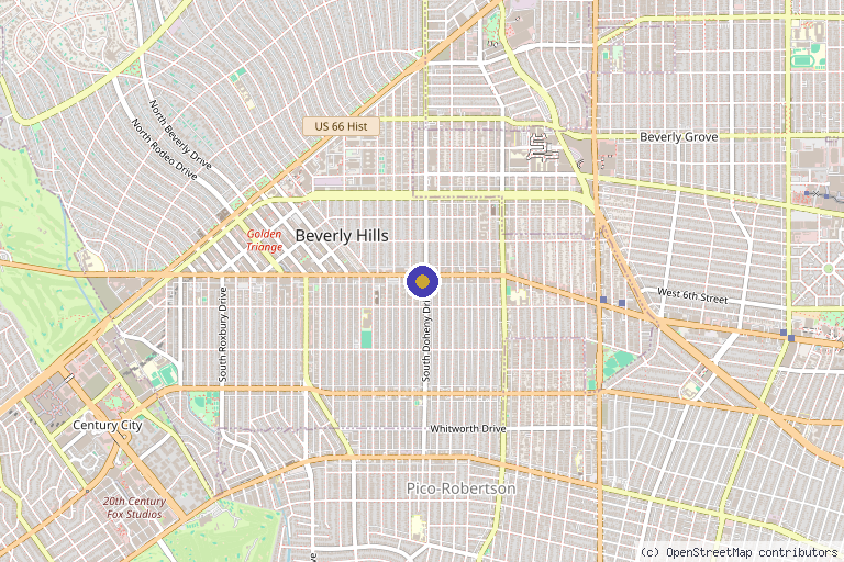 Map showing the location of Beverly Wilshire Aesthetics Beverly Hills Medical Spa in Beverly Hills, CA