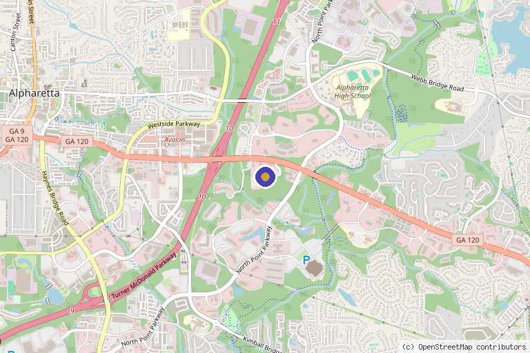 Map showing the location of The Center for Advanced Medicine in Alpharetta, GA