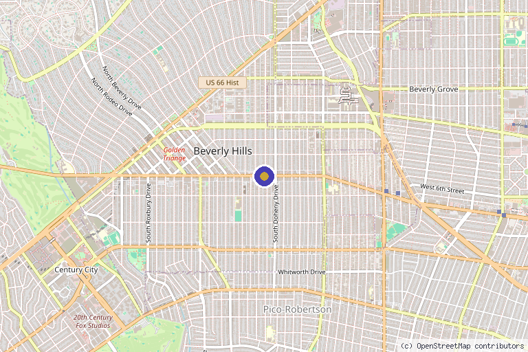 Map showing the location of Regenerative Health, Beverly Hills in Los Angeles, CA