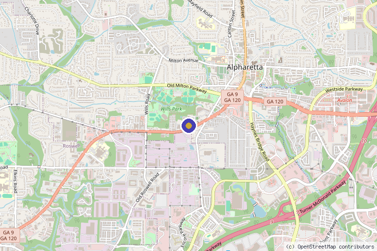 Map showing the location of Exceeding Wellness in Alpharetta, GA