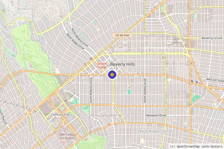 Map showing the location of Regeneveda Beverly Hills in Los Angeles, CA