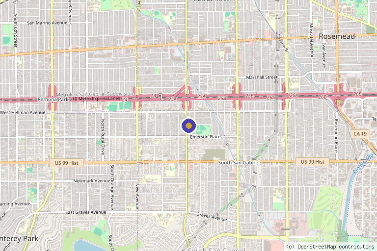 Map showing the location of Eterna Aesthetic 洛然美医美 in Rosemead, CA