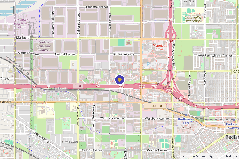 Map showing the location of Radiance & Co., Redlands in Redlands, CA