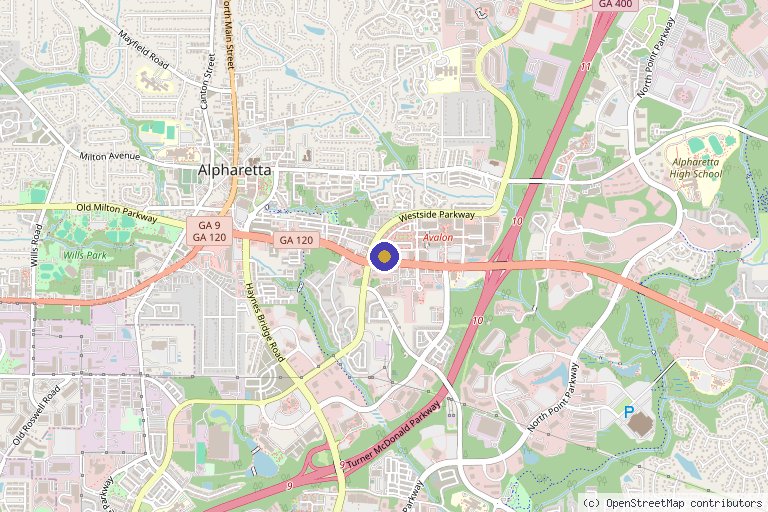 Map showing the location of SHINE Medical Aesthetics in Alpharetta, GA
