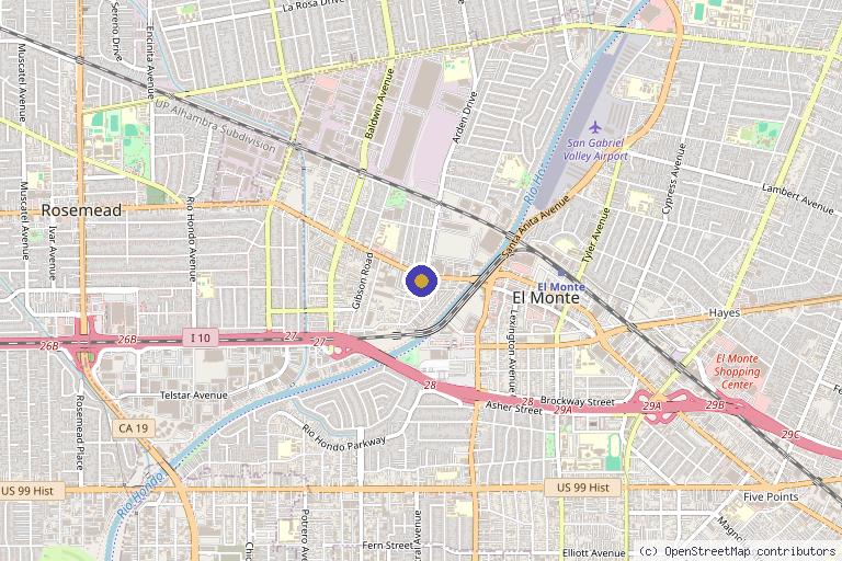 Map showing the location of Anew Laser MD in El Monte, CA