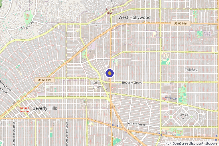 Map showing the location of Cienega Medical in Los Angeles, CA