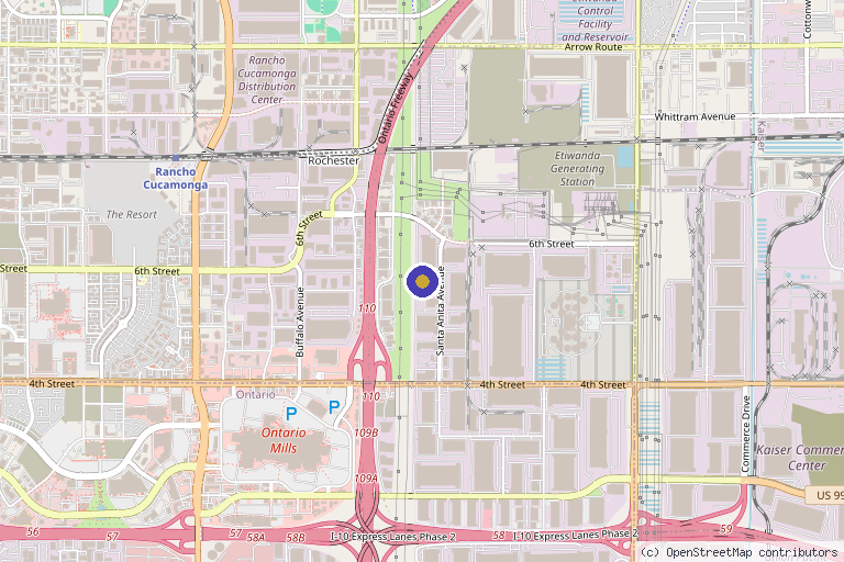 Map showing the location of Élevé Aesthetics in Rancho Cucamonga, CA
