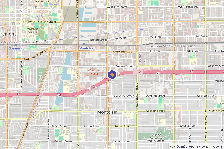 Map showing the location of Revive MedSpa and Wellness in Montclair, CA