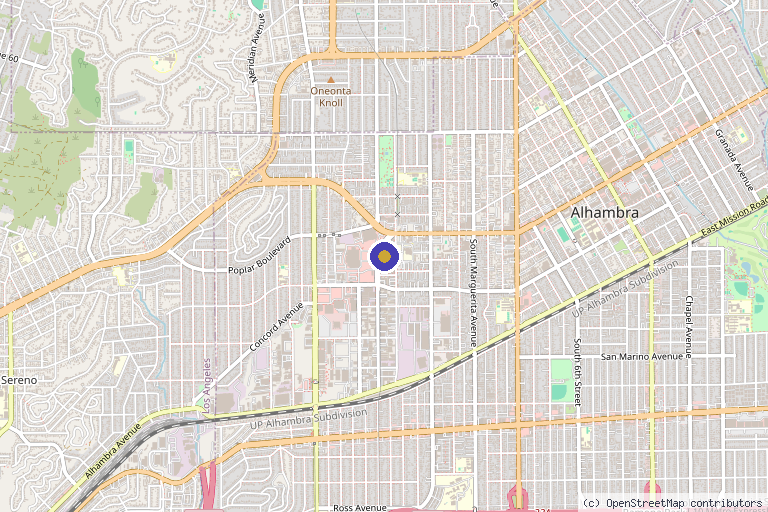 Map showing the location of United Integrated Healthcare Center in Alhambra, CA