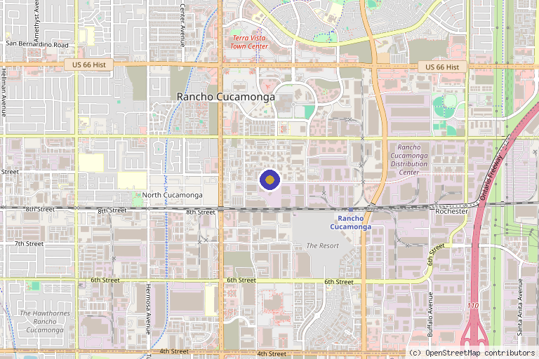 Map showing the location of Aesthetic Connection Medspa in Rancho Cucamonga, CA