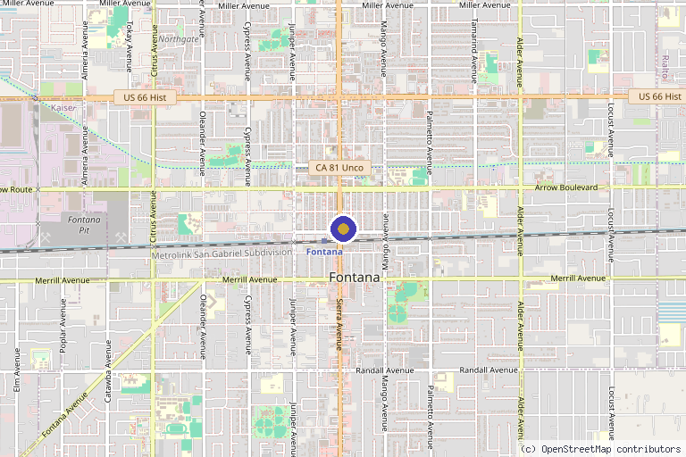 Map showing the location of Diamond Beauty Aesthetics in Fontana, CA