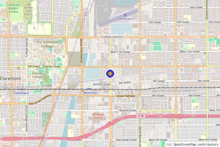 Map showing the location of All Aesthetics Kare in Upland, CA