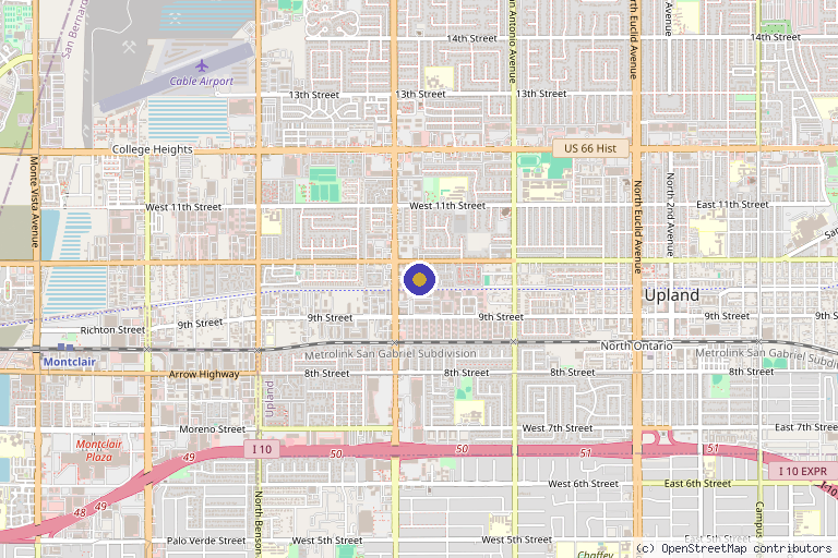 Map showing the location of Regal Aesthetics and Wellness in Upland, CA