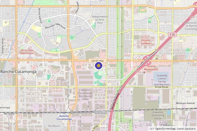 Map showing the location of NuBella Med Spa in Rancho Cucamonga, CA