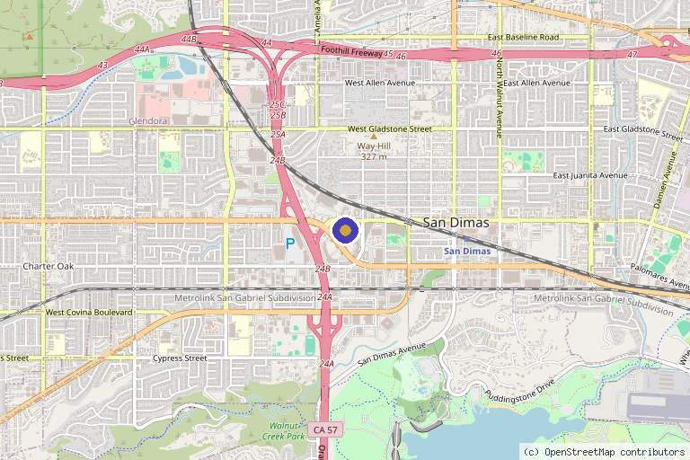 Map showing the location of Madness Aesthetics in San Dimas, CA
