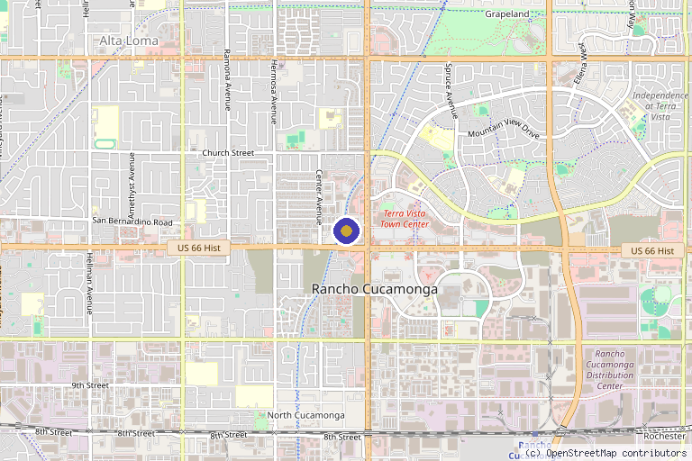 Map showing the location of Channell Wellness & Aesthetics in Rancho Cucamonga, CA