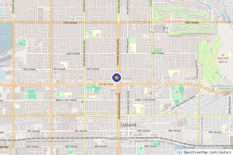 Map showing the location of Thrive Hive in Upland, CA