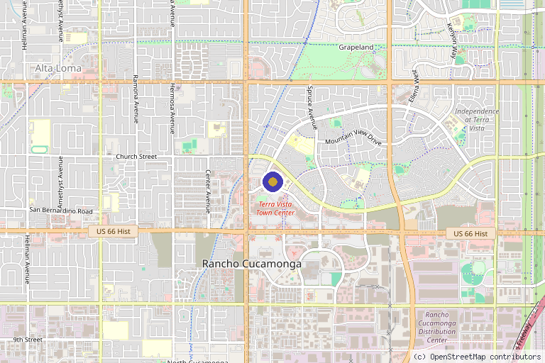 Map showing the location of Savvy Beauty and Wellness in Rancho Cucamonga, CA
