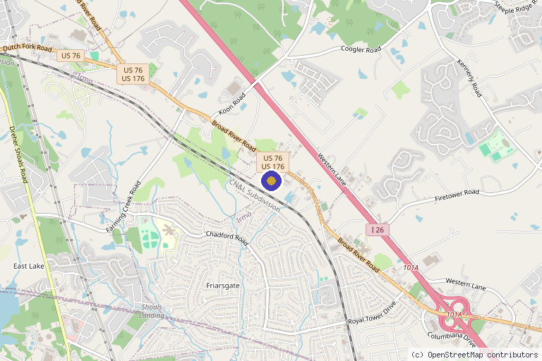 Map showing the location of Vivid Aesthetics in Irmo, SC