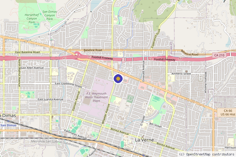 Map showing the location of Cara Mia Medical Spa in La Verne, CA