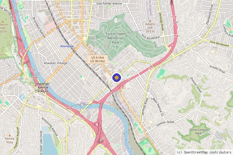 Map showing the location of RejuvLA in Glendale, CA