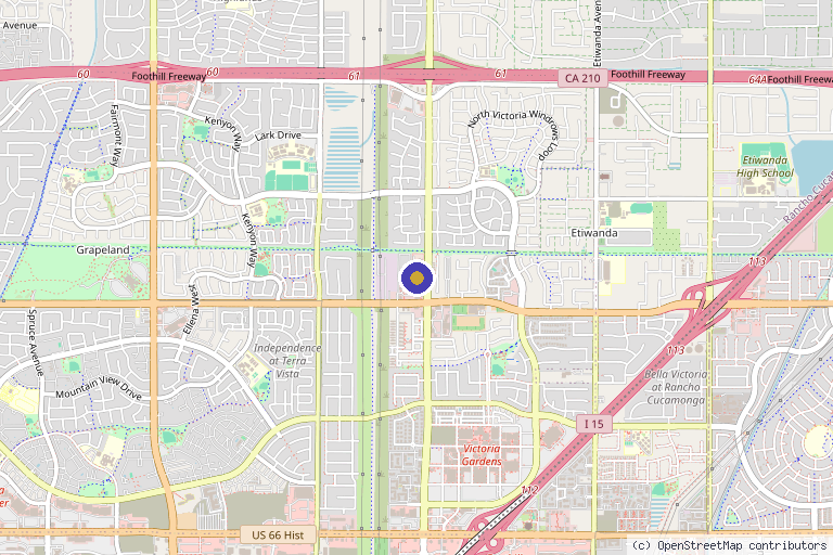 Map showing the location of Euphoria Med Spa in Rancho Cucamonga, CA