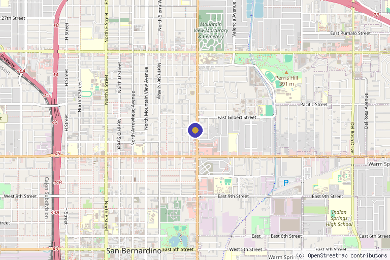 Map showing the location of High Desert Limb Salvage Institute in San Bernardino, CA