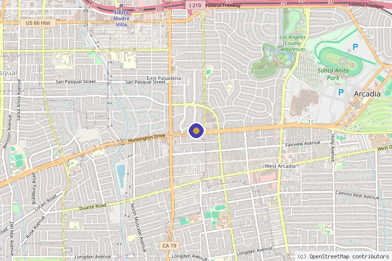 Map showing the location of Atamii Aesthetics Club in Arcadia, CA