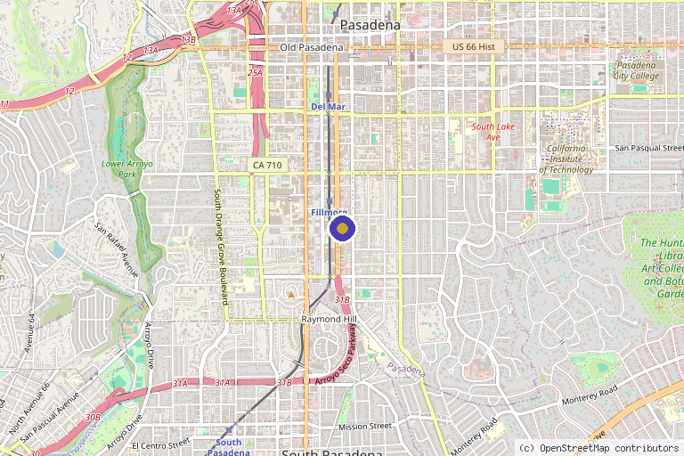 Map showing the location of Radiance Medical Spa in Pasadena, CA