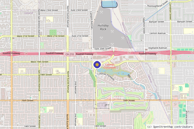 Map showing the location of The Beauty Crew Institute of Medical Aesthetics in Upland, CA
