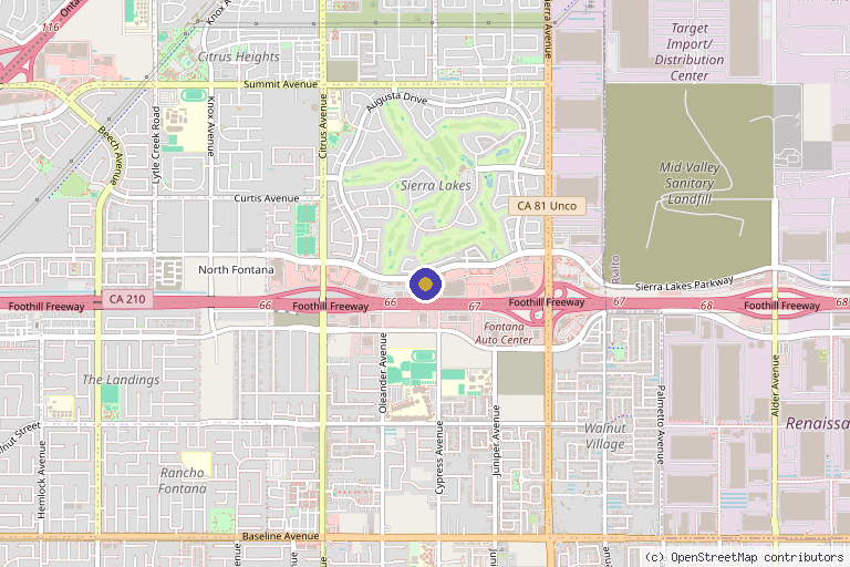 Map showing the location of Advanced Vitality Hormone Replacement Therapy in Fontana, CA