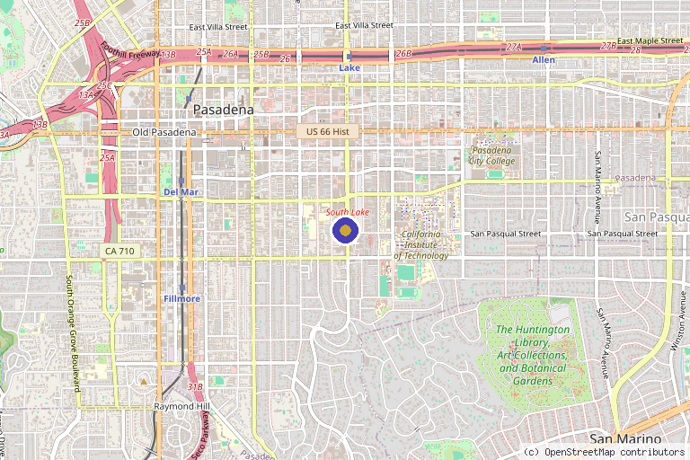 Map showing the location of Noble Wellness and Aesthetics in Pasadena, CA