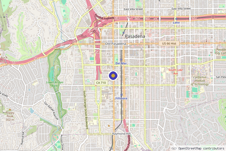 Map showing the location of Skin Deep Laser Medspa in Pasadena, CA