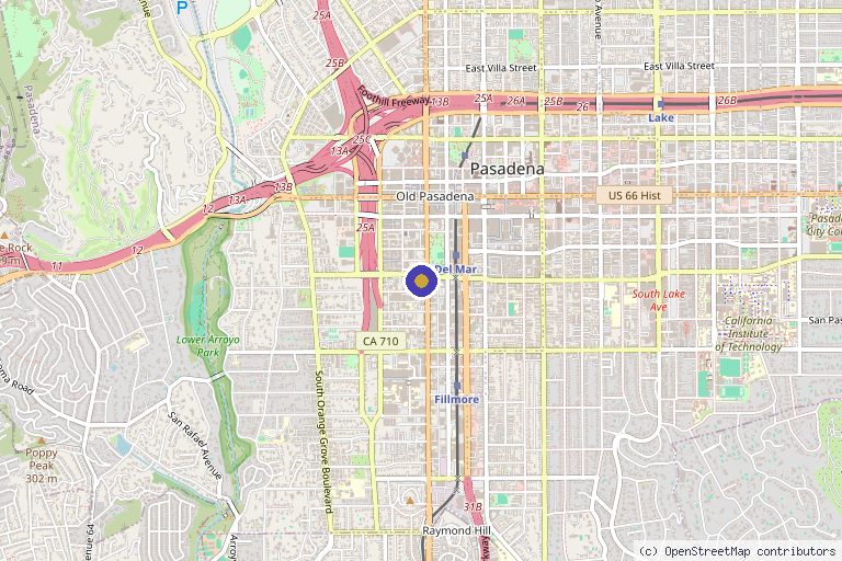 Map showing the location of Integrative Natural Medical Clinic, Dr. Amaliya Santiago in Pasadena, CA