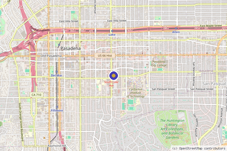 Map showing the location of Slynn Wellness in Pasadena, CA
