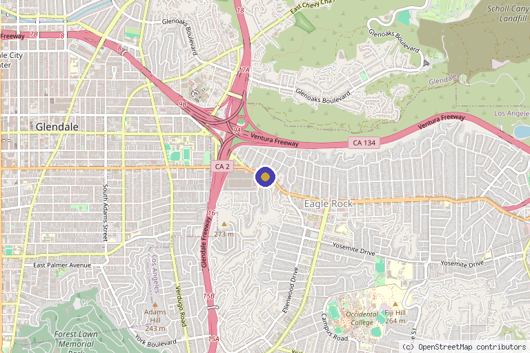 Map showing the location of Cornerstone Wellness Dispensary & Delivery in Glendale, CA