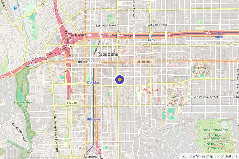 Map showing the location of Pure Cell New Life Solutions in Pasadena, CA