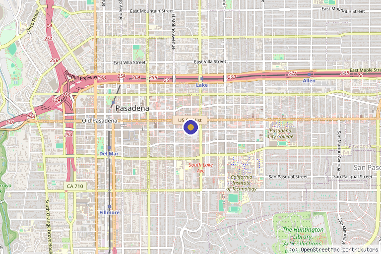 Map showing the location of Infinite Wellness Med Spa in Pasadena, CA