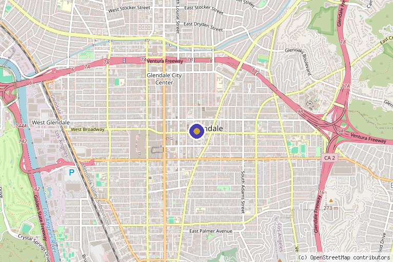 Map showing the location of Elevate Aesthetics in Glendale, CA