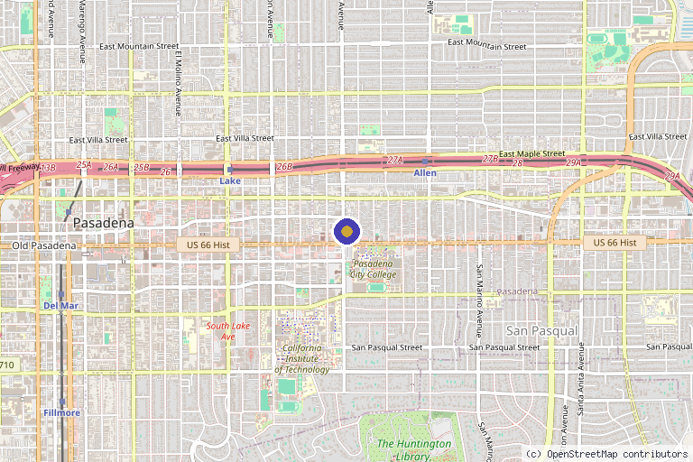 Map showing the location of Thera-Ex in Pasadena, CA