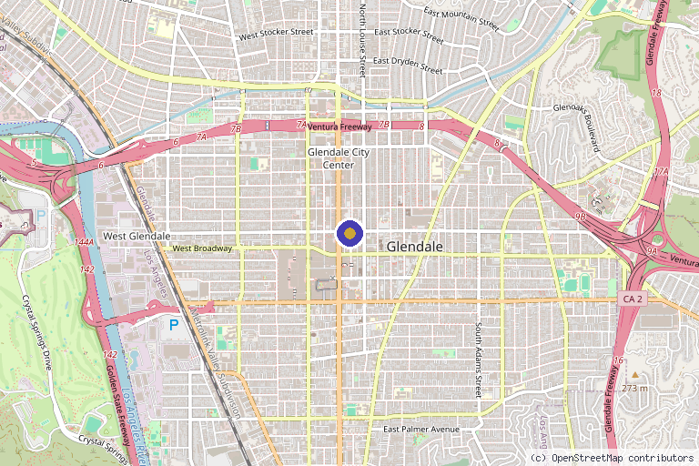 Map showing the location of Rejuvanet Medical Aesthetics in Glendale, CA