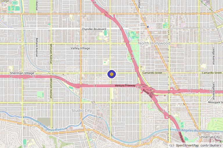 Map showing the location of Novus Anti-Aging Center in Studio City, CA