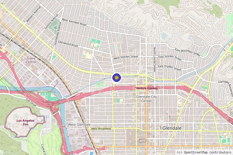 Map showing the location of Prolase in Glendale, CA