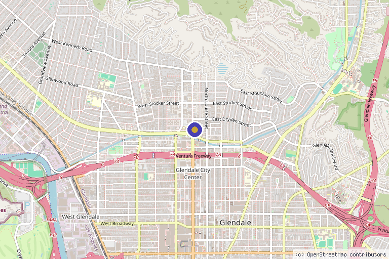 Map showing the location of SkinForward Medspa and Wellness in Glendale, CA