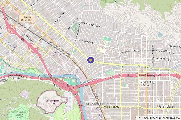 Map showing the location of Meshkin Medical in Glendale, CA