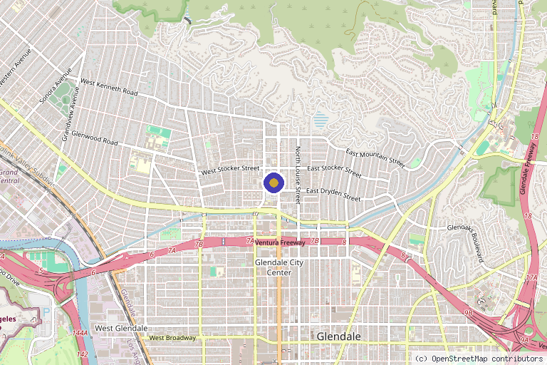 Map showing the location of Non Invasive Body Treatments in Glendale, CA