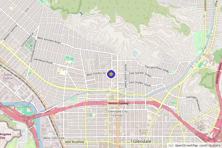 Map showing the location of ARDYN Med Spa in Glendale, CA
