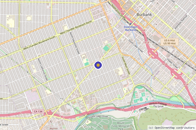 Map showing the location of Advanced Dermatology Center in Burbank, CA