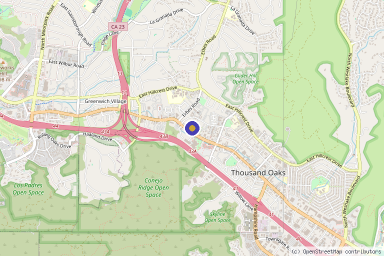 Map showing the location of Breathe Hyperbarics - Dr. Robert M. Pousman in Thousand Oaks, CA