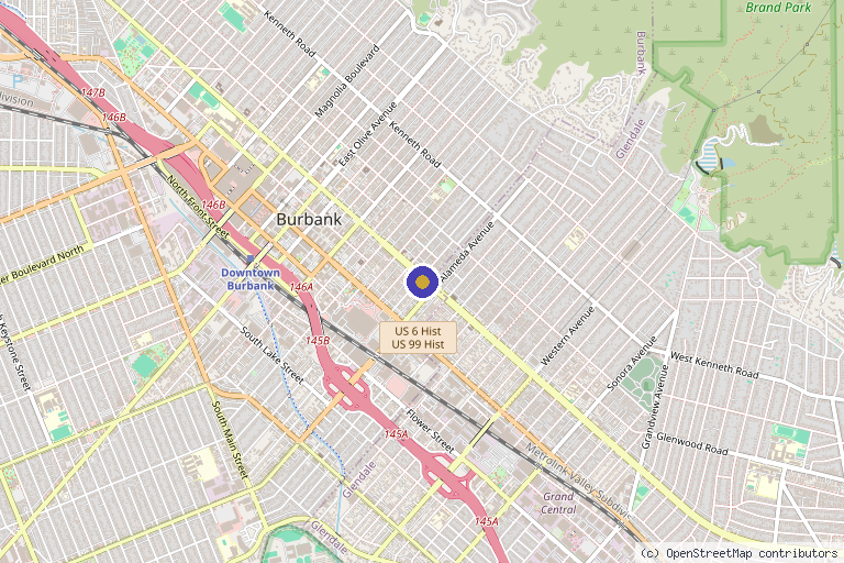 Map showing the location of The Skinn Suite Aesthetic Center in Burbank, CA